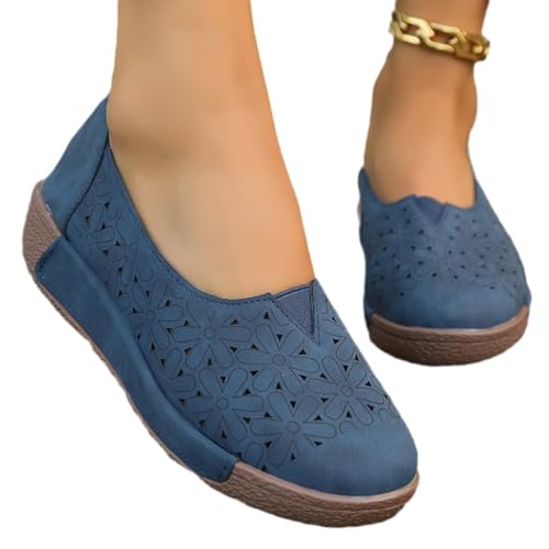 Women's Floral Ballet Flat Flats Shoes Slip On Flowers Round Toe Casual Dress Hollow Hole Summer Comfortable Work Office Fashion Trendy with Eyelets Cutout Comfort Rubber Sole Lazy Loafers4