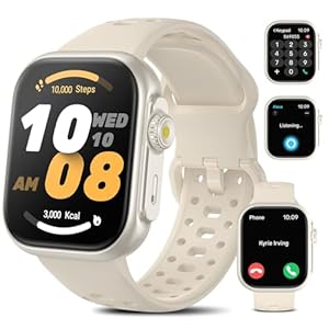 Smart Watch GPS Alexa Built-in 1.85″ Smartwatch for Men Women (Answer/Make Call), 24/7 Heart Rate Sleep Spo2 Monitor, Pedometer, 3 ATM Waterproof Fitness Watch for Android iOS(White)