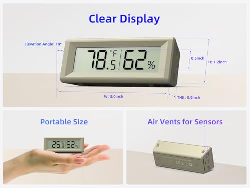 Small Digital Hygrometer, Humidity Meter, Indoor Thermometer, Room Temperature and Humidity Monitor, Gauge with Accurate Sensor, for House, Home, Baby Room, Greenhouse, Humidor, Incubator, Reptiles — view 2