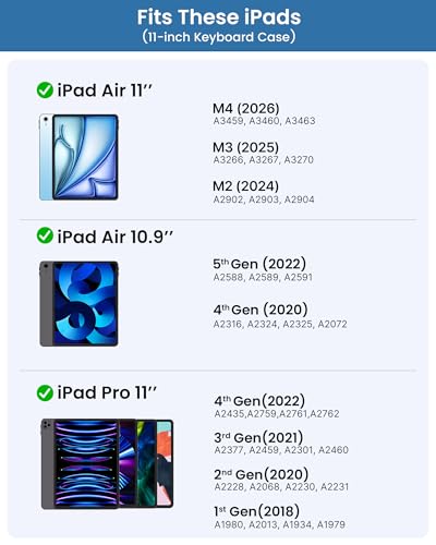 Image of typecase Edge Keyboard Case for iPad Air 11-inch(M4 /M3 /M2, 2026 /2025 /2024), iPad Pro 11 inch (4th /3rd /2nd /1st Gen) & iPad Air 10.9 inch 5 /4th Gen, Multi-Touch Trackpad, 11-Color Backlight, Pacific Blue