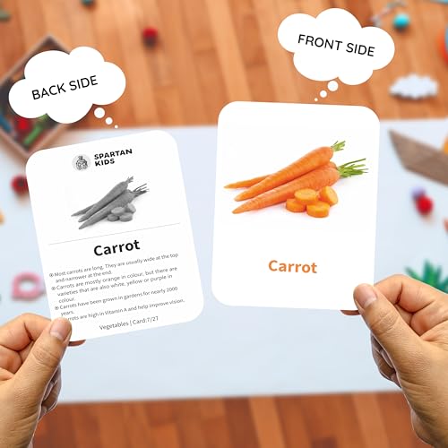 Image of SPARTAN KIDS Vegetables Creative Thinking Flash Cards for Kids | 27 Early Learning Flash Cards Easy & Fun Way of Learning 1 Year to 6 Years Babies