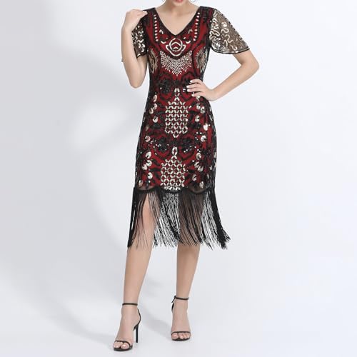 Robe des années 20 pour femme Gatsby avec franges et paillettes costume Charleston - 3