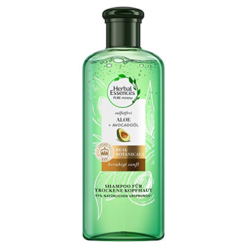 Herbal Essences Pure:Renew Sulfatfreies Shampoo Für Trockene Kopfhaut mit Aloe + Avocadoöl, 225ml, Ohne Silikon, Aloe Vera, Beauty, Haarpflege Trockenes Haar, Shampoo Damen, Tierversuchsfrei