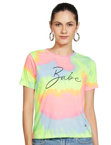 Image of JUNEBERRY Tie-Dye Round Neck Half Sleeve Regular Fit T-Shirts for Women /Girls