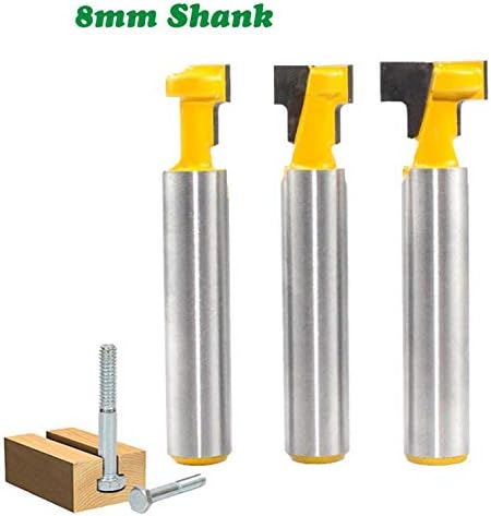 3 Pcs Shank T-Slot Cutter Router Bits,Milling Cutter Router Bit Set,Shank Keyhole Bit Set,8mm Shank Carbide T-Track Slotting Woodworking Tool,T Type Shank Cutter,for Wood Grooving,Trimming,Boring - Image 5