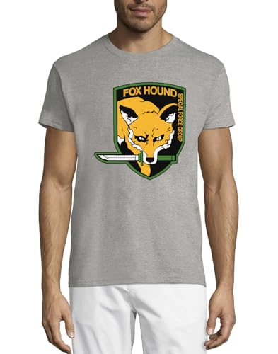T-shirt renard couteau coton gris homme col rond anti-déformation et doux pour peaux sensibles
