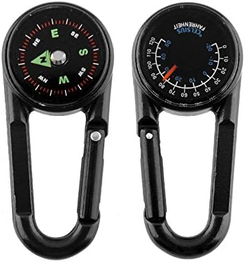Compass Carabiner + Compass + Thermometer Multifunctional Portable Metal Compass for Hiking/Travelling/Camping with Magnifier Lens, Professional 3-in-1