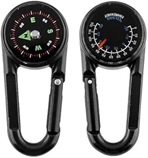 Compass Carabiner + Compass + Thermometer Multifunctional Portable Metal Compass for Hiking/Travelling/Camping with Magnifier Lens, Professional 3-in-1