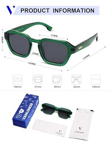 Image of VANLINKER Retro Vintage Polarized Trendy Small Square Sunglasses for Women Men 2025 Fashion Shades VL9858