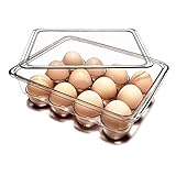 MUIUTA Egg Holder for Refrigerator - 12 Eggs Storage with Lid - Plastic Egg Carton for Fridge -...