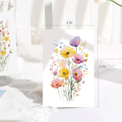 Naixiwen 24 Floral Blank Cards and Envelopes, 4x6 Wildflower Blank Note Cards for All Occasions - Sympathy Thank You Condolences Funeral Thinking of You Mother\'s Day Wedding Graduation, Etc