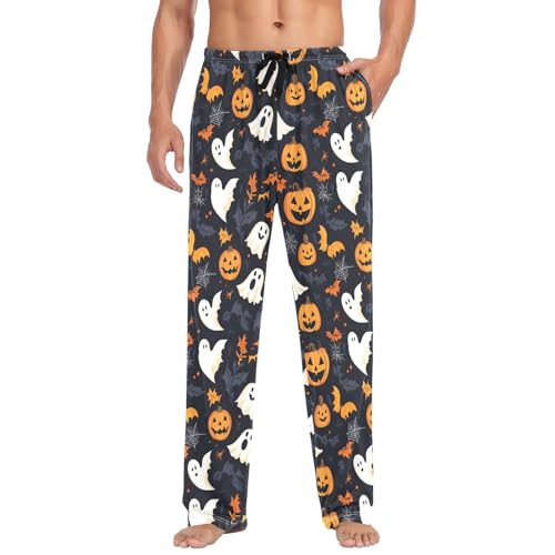 Pumpkin Spirits Men's Cotton Pajama Pants with Pockets and Drawstring Comfortable and Stylish,S