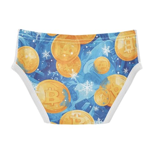 KLL Flying Bitcoins and Snowflakes Toddler Boys Pure Cotton Athletic Underwear Cute Children Panties2