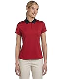 Adidas Ladies ClimaLite Classic Stripe Polo Shirt. A120 Large Black / University Red