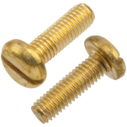 AERZETIX - NV18179 - Set di 10 viti di metallo con testa cilindrica M3x10mm con impronta intaglio SL filettatura metrica - in ottone - colore dorato