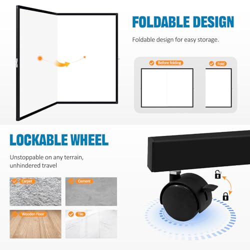 Image of Rolling Whiteboard 60 inch x 48 inch Sturdy Dry Erase White Board on Wheel