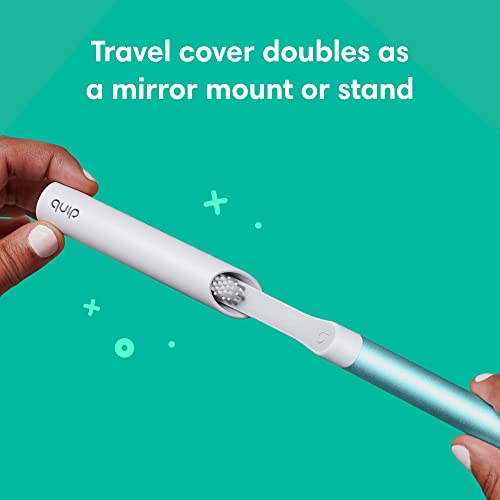 Quip Adult Electric Toothbrush Sonic Toothbrush with Travel Cover & Mirror Mount, Soft