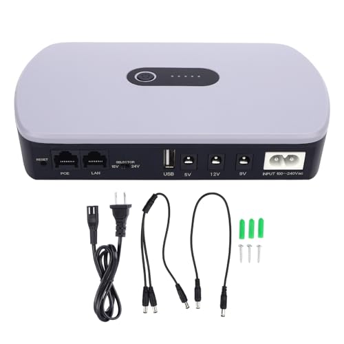 UPS Battery Backup Uninterruptible Power Supply 10400mAh Large Capacity DC Standby Backup Power for Router Modem Camera Security Devices ABS Material