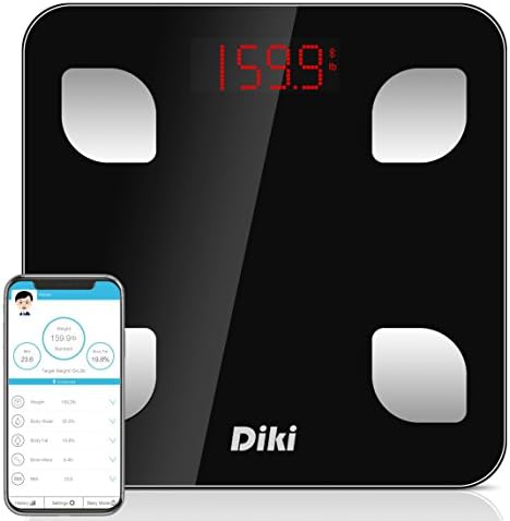Body Fat Scales,DIKI Bluetooth Body Weight Scale with IOS and Android Devices,High Precision Digital Bathroom Scales,Digital Body Weight with Unlimited Users App/8 Body Components Data/Step On (Black) (black)…