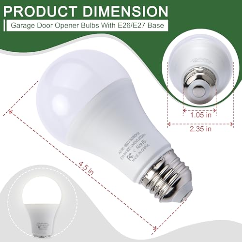 LikeLion 2 Pack LED Garage Door Opener Bulbs, 4000K, White by LikeLion - Used condition - Image 3