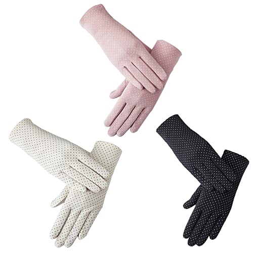 CHENGZI 3 Paare Frauen UV Handschuhe Sonnenschutz Fahrhandschuhe Sommer Sunblock Handschuhe für das Fahren Reiten Outdoor
