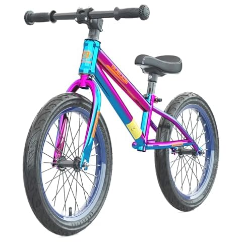 GASLIKE 16 Inch Balance Bike for Big Kids Ages 4-8 Years Old Boys and Girls, No Pedal Sports Training Bicycle, Adjustable Seat Pneumatic Tires Quick Assembly, Colorful Cover
