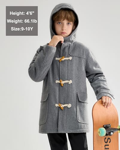 maoo garden Boys Winter Wool Coat Dress Peacoat Kids Heavy Sherpa Jacket Hooded Warm Thicken Windproof Overcoats3