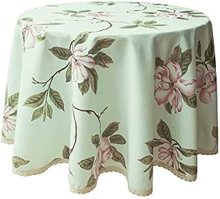 Wewoch Decorative Camellia Floral Print Polyester Round Tablecloth Waterproof Fabric Lace Table Cloth