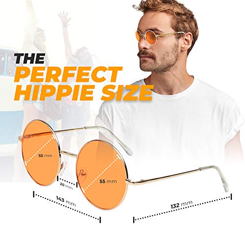 Sunnypro Metal Sunglasses Circle Lens Hippie Glasses Round Shades Quavo Orange #TOP5