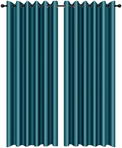 100% Blackout Curtains - Eyelet Ring Top Thermal Insulated Curtains, Noise Reducing & Energy Saving Curtains for Bedroom/Living Room/Nursery, W66 x L90 Inch (168cm x 229cm), 2 Pieces, Duck Egg