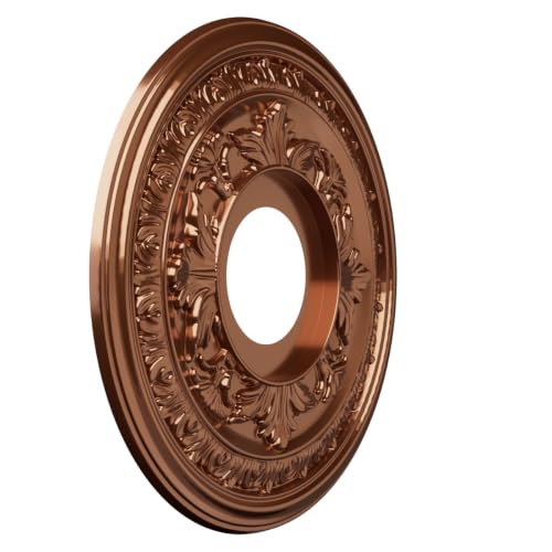 Image of Ekena Millwork 13 inchOD x 3 1 /2 inchID x 3 /4 inchP Baltimore Thermoformed PVC Ceiling Medallion (Fits Canopies up to 5 1 /4 inch), Bright Coat Dark Bronze