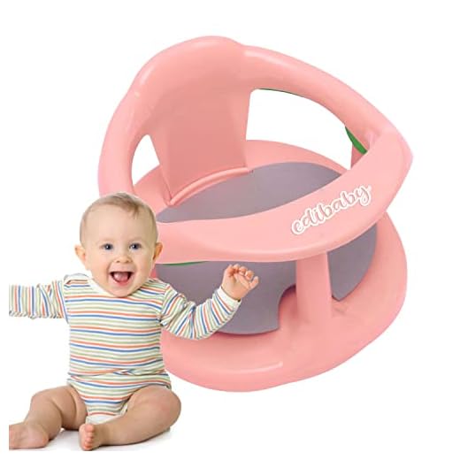 Edibaby, Asiento Bañera para Bebe de 6 a 24 Meses, Silla con 4 ventosas, Antideslizante con Reposabrazos y Respaldo Alto, Soporta hasta 30kg (Rosa)