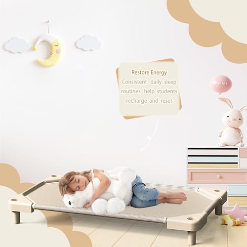 NOUJULOUN Daycare Cots,Stackable Preschool Cot for Kids (4 Packs,Light Beige,Toddler)