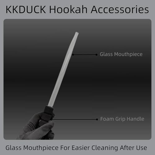 4 Pack KKDUCK Black Telescopic Hookah Hose With Glass Mouthpiece Handle – 11.8 Inch To 70 Inch Extendable Hookah Accessories Foam Handles With Hose Connector For Shisha - Image 4