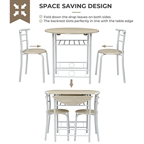 31.5" Drop Leaf Dining Table Set for 2, 3 Pieces Dining Table with…