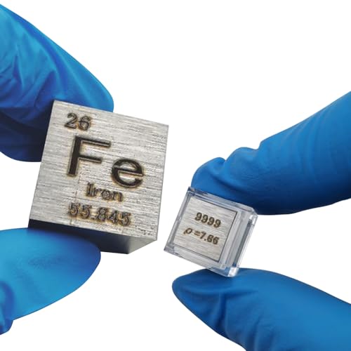 UpGBRF Element Cube Density Cube Metal Cubest Specimen Solid Iron Periodic Table Cube, Side Length 1cm