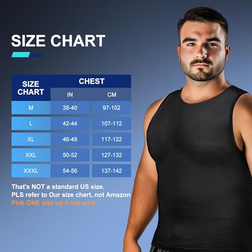 Odoland 3 Pack Men Compression Shirt, Tummy Control Slimming Undershirt Tank Top Men Body Shaper3