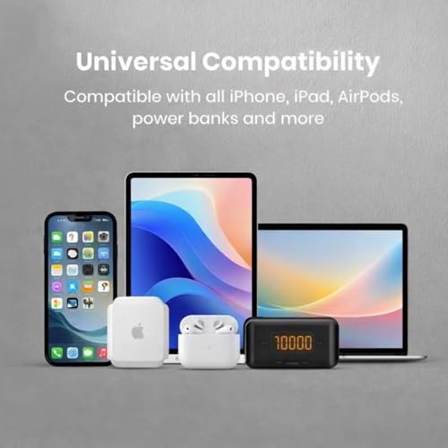 Image of AIBEX USB A to Lightning 20cm Powerbank Cable USB Data Sync & Fast Charging 3.4A Short Cable Compatible with iPhone, iPad Air, iPad Mini, iPod Nano, iPod Touch Compact 20cm Cord for Powerbanks (White)