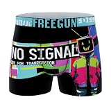 FREEGUN Bokserki męskie, męskie bokserki krajobrazowe, miękkie i oddychające (zestaw 4 szt.), Czarny/Żółty/Niebieski, XL