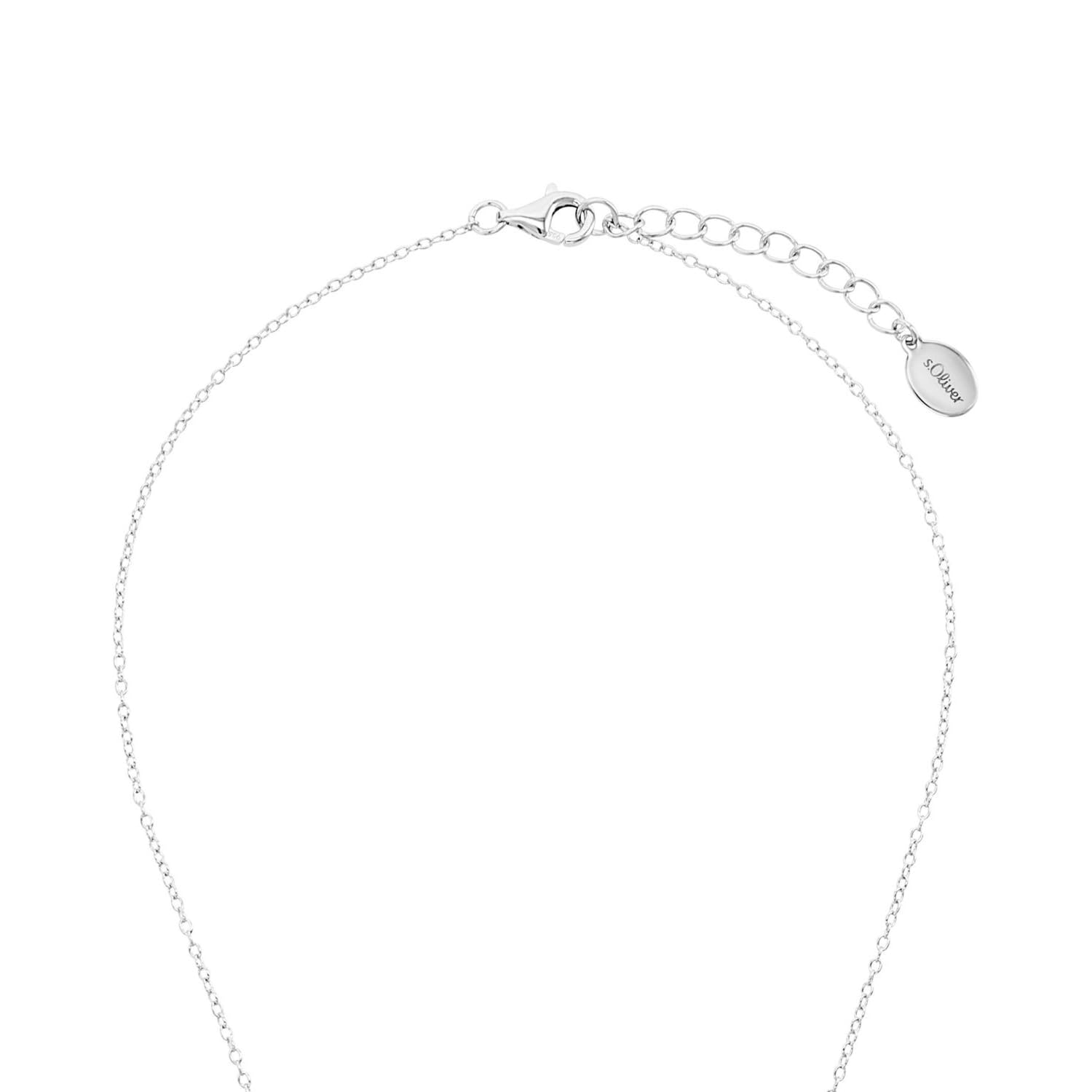 s.Oliver Kette mit Anhänger 925 Sterling Silber Mädchen Kinder Halsschmuck, mit Zirkonia synth., 37+3 cm, Silber, Engel, Kommt in Schmuck Geschenk Box, 2028454