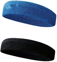 Headband Sports, Gym Workout,Yoga Sweatband-All Sports Wear Headband Fitness Band Unisex (Pack of 2 Black Blue)
