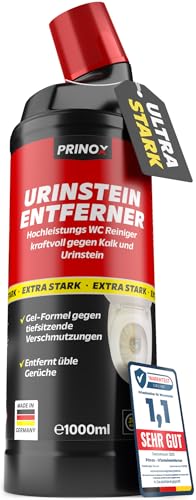 PRINOX Urinsteinentferner EXTRA STARK 1000ml - Profi Urinstein & Kalkentferner Konzentrat - Extrem kraftvoller Urinsteinlöser & WC Reiniger mit Schräghals