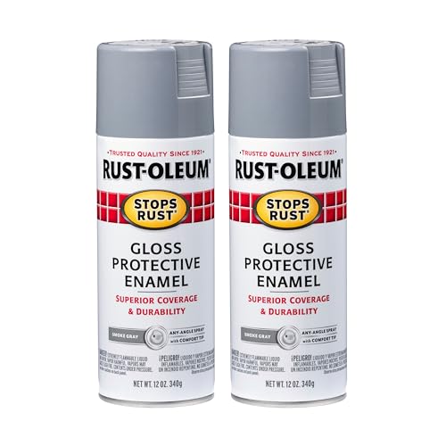 Image of Rust-Oleum 7786830 Stops Rust Spray Paint, 12 oz, Gloss Smoke Gray, 2 Pack