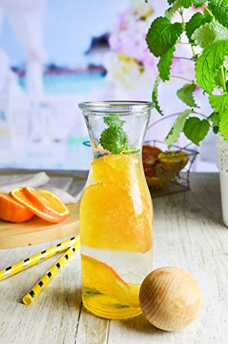 Sendez Glazen karaf met houten stop wijnkaraf karaf waterkaraf karaf decanter Misura van glas (1 x glazen karaf 470 ml) - Afbeelding 5