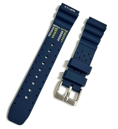 Pulseira Borracha Compatível Para A Marca Citizen 20mm, 22mm.LC33 Tamanho:20 mm;Cor:Azul com o Passa