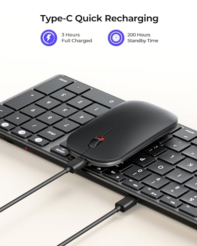 Image of seenda Bluetooth Keyboard and Mouse Combo for Mac, SKM64-2 Rechargeable Silent Wireless Keyboard Mouse Compact Slim, 3 Multi-Device Connection, Compatible for Mac MacBook Pro /Air iPad, Black Gray