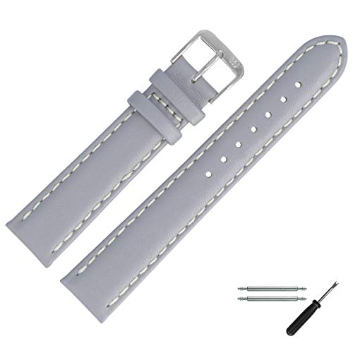 Uhrenarmband 22mm Leder Grau Glatt - Werkzeug Montage Set 8062215000120