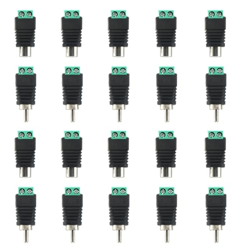 DIANN 10 Pairs RCA Screws Male Female Plug to AV Screw Terminal Audio/Video Connector Adapter for Audio Cable Connection Speaker Connector for Home Audio Systems (10 Male +10 Female Connector)