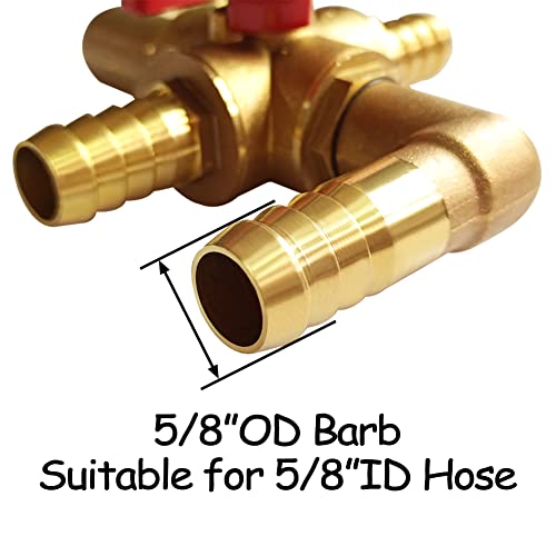 Uenede 1ZM-IDS-01185 Solid Brass 5/8 Inch Heater Control Valve, Car Heater Air Conditioning Ball Valve With Switch 5/8 Inch Hose Barb Automotive Heater Bypass Valve Fitting thumb #2