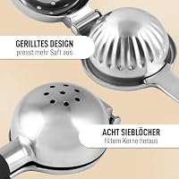 Zulay Zitronenpresse aus Edelstahl mit hochwertiger, robuster Metallpresse und Griffen aus lebensmittelechtem Silikon – große manuelle Zitruspresse und Limettenpresse aus Edelstahl (schwarz) – Ansicht 6